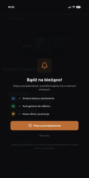 mycarapp.pl — powiadomienia push o statusie zamówienia